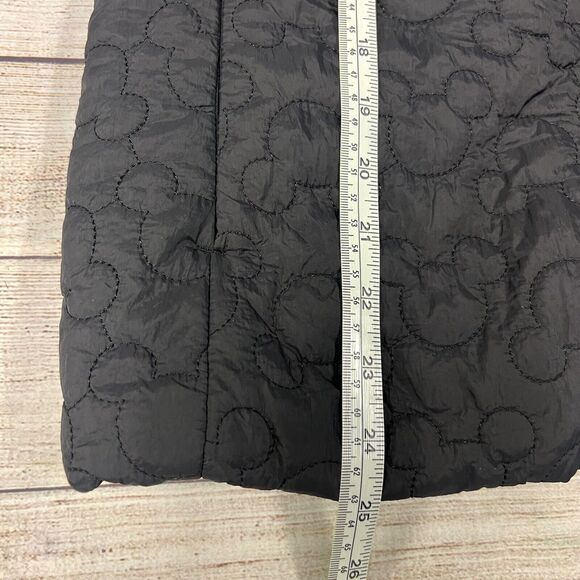 Disney Parks Quilted Jacket Black Embroidered Mickey Icon Hood Ears Full Zip S - Picture 12 of 12